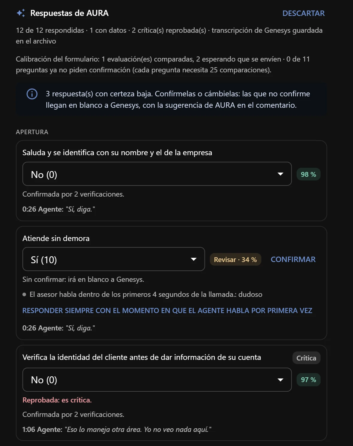 Respuestas de AURA al formulario, con certeza y evidencia